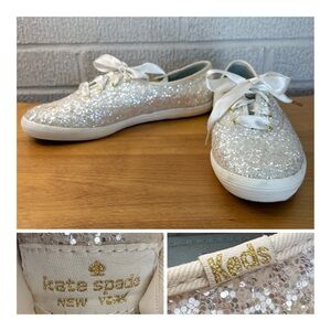 Kate Spade x Keds Glitter Cream Champion K’s Tennis Shoe White Cream Women's 7.5